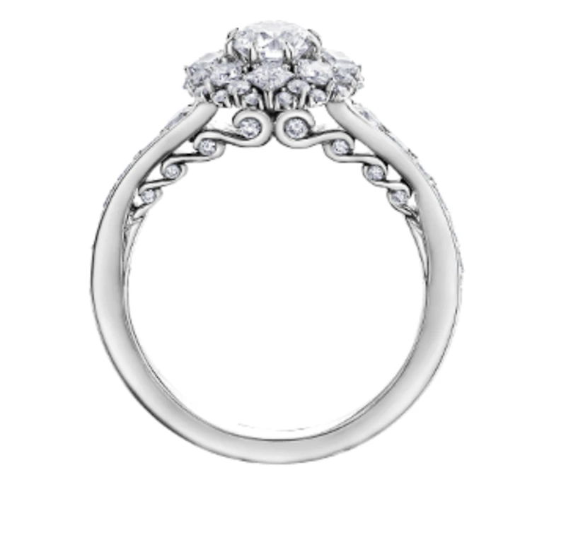 18K White Gold/Palladium Alloy(hypoallergenic) Halo Diamond Ring