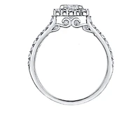 18K White Gold/Palladium Alloy (hypoallergenic) Princess Cut Halo Diamond Ring - Carat Total