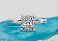 18K White Gold/Palladium Alloy (hypoallergenic) Princess Cut Halo Diamond Ring - Carat Total
