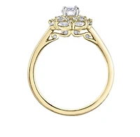 18K Yellow Gold/Palladium Alloy (hypoallergenic) 1.18cttw Round Brilliant Halo Diamond Ring