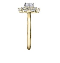 18K Yellow Gold/Palladium Alloy (hypoallergenic) 1.18cttw Round Brilliant Halo Diamond Ring