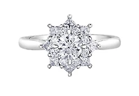 18K White Gold/Palladium Alloy (hypoallergenic) 1.15cttw Round Brilliant Halo Diamond Ring