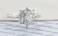 18K White Gold/Palladium Alloy (hypoallergenic) 1.15cttw Round Brilliant Halo Diamond Ring