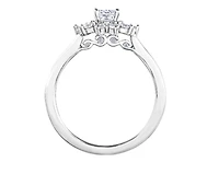 18K White Gold/Palladium Alloy (hypoallergenic) 1.01cttw Emerald Cut Halo Diamond Ring