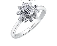 18K White Gold/Palladium Alloy (hypoallergenic) 1.01cttw Emerald Cut Halo Diamond Ring