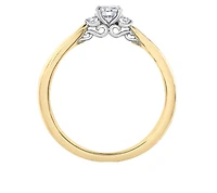 18K Yellow Gold/Palladium Alloy (hypoallergenic) 3 Stone Diamond Ring - Carat Total Weight