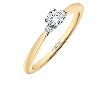 18K Yellow Gold/Palladium Alloy (hypoallergenic) 3 Stone Diamond Ring - Carat Total Weight
