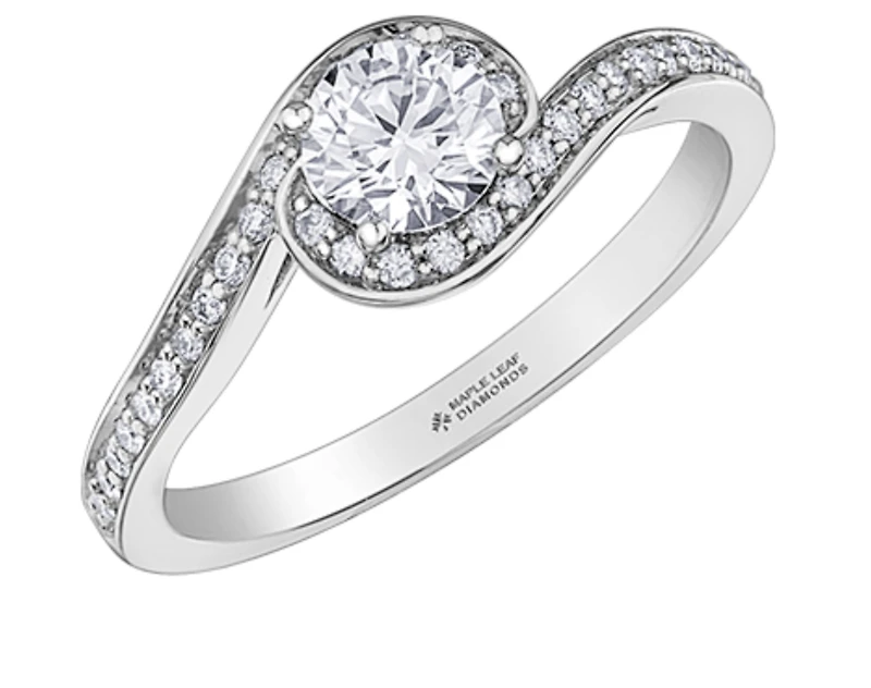 18K White Gold/Palladium Alloy (hypoallergenic) Twist Diamond Ring - Carat Total / Gold 4.5