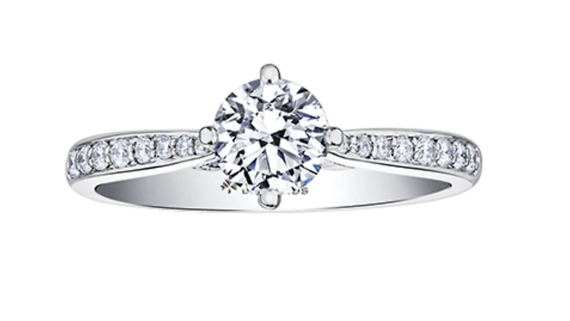 18K White Gold/Palladium Alloy (hypoallergenic) Round Brilliant Diamond Ring - Carat Total / Gold 4.5