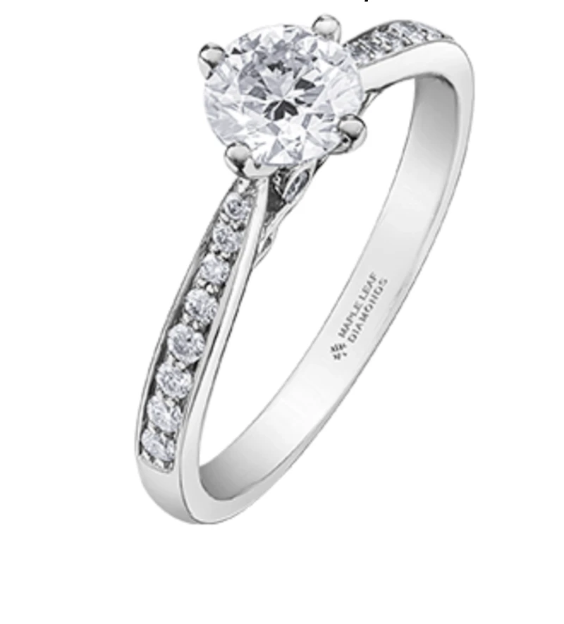 18K White Gold/Palladium Alloy (hypoallergenic) Round Brilliant Diamond Ring - Carat Total / Gold 4.5