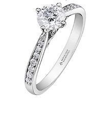 18K White Gold/Palladium Alloy (hypoallergenic) Round Brilliant Diamond Ring - Carat Total / Gold 4.5
