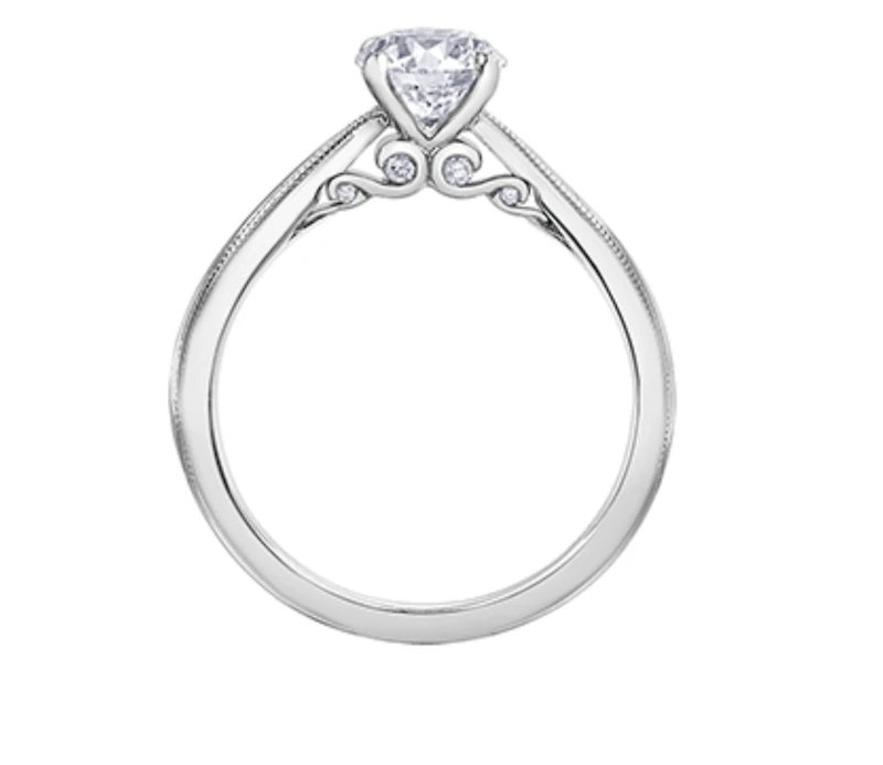 18K White Gold/Palladium Alloy (hypoallergenic) Round Brilliant Milled Edge Diamond Ring - Carat total