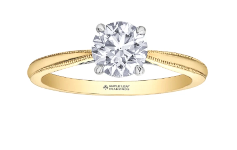 18K White Gold/Palladium Alloy (hypoallergenic) Round Brilliant Milled Edge Diamond Ring - Carat total