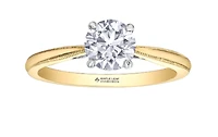 18K White Gold/Palladium Alloy (hypoallergenic) Round Brilliant Milled Edge Diamond Ring - Carat total