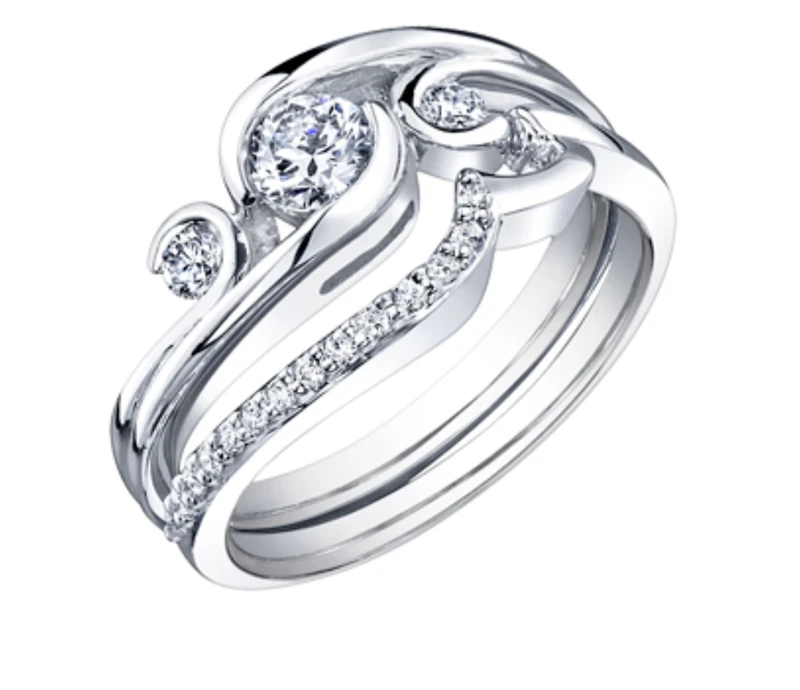 18K White Gold/Palladium Alloy (hypoallergenic) 0.40cttw Round Brilliant Mulit-Stone Diamond Ring