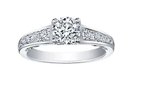18K White Gold/Palladium Alloy (hypoallergenic) Round Brilliant Diamond Ring - / Carat Total