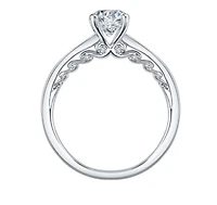 18K White Gold/Palladium Alloy (hypoallergenic) Round Brilliant Diamond Ring - / Carat Total