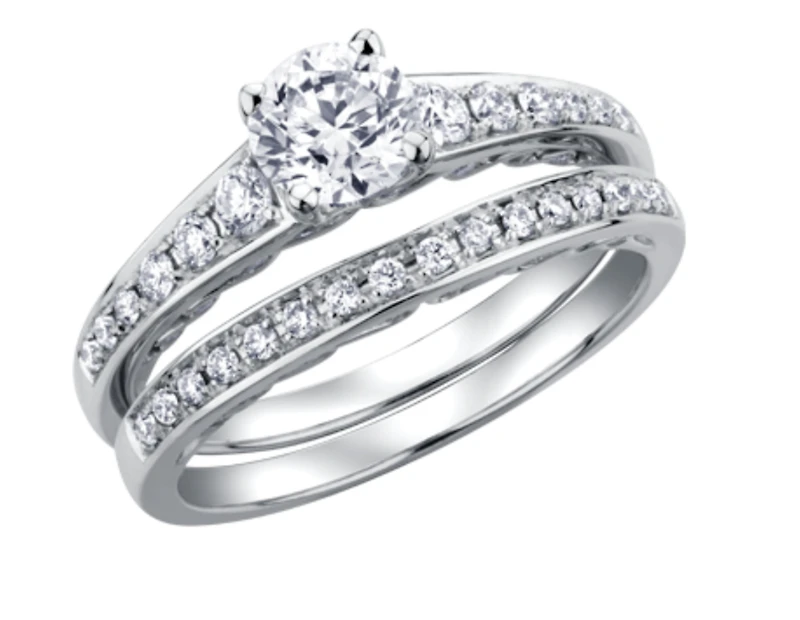 18K White Gold/Palladium Alloy (hypoallergenic) Round Brilliant Diamond Ring - / Carat Total