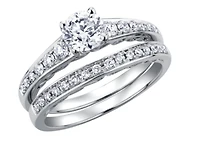 18K White Gold/Palladium Alloy (hypoallergenic) Round Brilliant Diamond Ring - / Carat Total