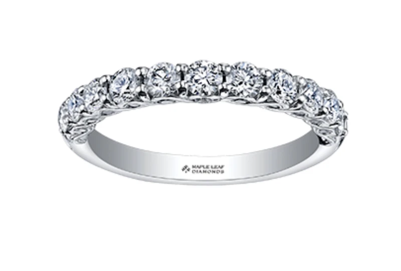 18K White Gold/Palladium Alloy (hypoallergenic) 0.40-1.90cttw Round Brilliant Multi-Stone Diamond Band - / Carat Total
