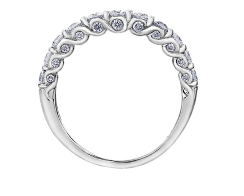 18K White Gold/Palladium Alloy (hypoallergenic) 0.40-1.90cttw Round Brilliant Multi-Stone Diamond Band - / Carat Total