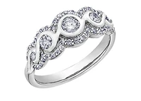 18K White Gold/Palladium Alloy (hypoallergenic) 0.62cttw Round Brilliant Multi-Stone Diamond Band - / 4.5
