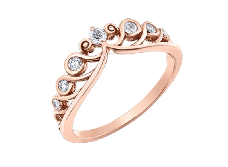 14K Rose Gold 0.18cttw Round Brilliant Multi-Stone Diamond Ring - Gold/Palladium
