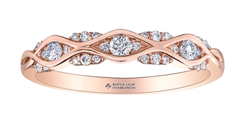 14K Rose Gold 0.22cttw Round Brilliant Multi-Stone Diamond Ring - Gold/Palladium