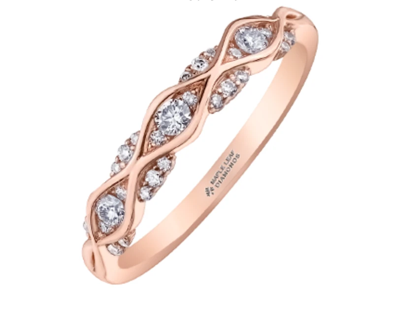 14K Rose Gold 0.22cttw Round Brilliant Multi-Stone Diamond Ring - Gold/Palladium