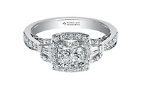 18K White Gold/Palladium Alloy (hypoallergenic) 0.91-1.52cttw Cushion Cut Halo Diamond Ring - / Carat Total