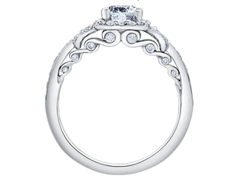 18K White Gold/Palladium Alloy (hypoallergenic) 0.91-1.52cttw Cushion Cut Halo Diamond Ring - / Carat Total