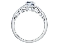18K White Gold/Palladium Alloy (hypoallergenic) 0.91-1.52cttw Cushion Cut Halo Diamond Ring - / Carat Total