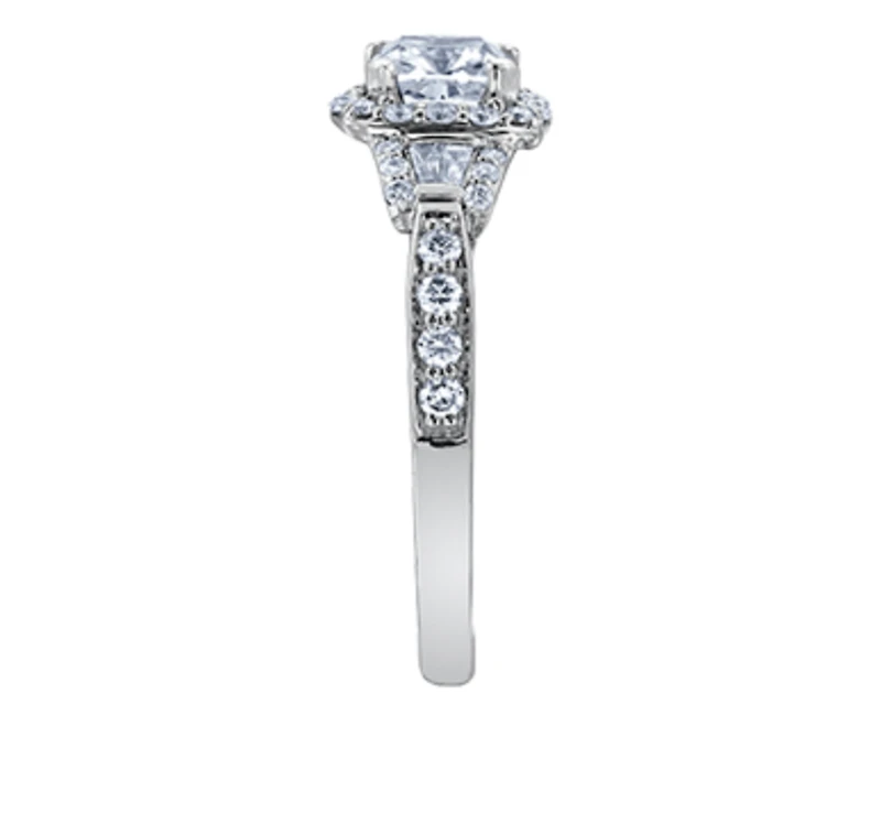 18K White Gold/Palladium Alloy (hypoallergenic) 0.91-1.52cttw Cushion Cut Halo Diamond Ring - / Carat Total