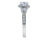 18K White Gold/Palladium Alloy (hypoallergenic) 0.91-1.52cttw Cushion Cut Halo Diamond Ring - / Carat Total