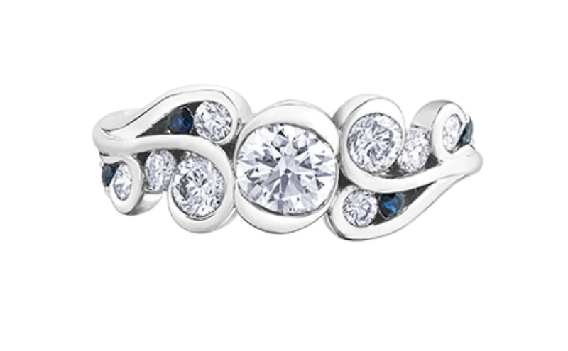 14K White Gold 1.00cttw Diamond & Sapphire Ring, 6.5