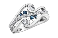 14K White Gold 0.50cttw Diamond & Sapphire Ring, 6.5