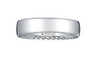 10K White Gold Scroll Comfort Fit Wedding Band - 10