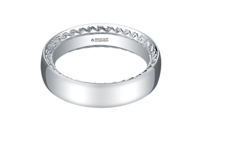 10K White Gold Scroll Comfort Fit Wedding Band - 10
