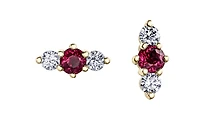 14K White Gold 3mm Ruby and 0.16cttw Diamond Stud Earrings