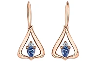 14K Rose Gold 4mmX3mm Pear Shape Tanzanite & 0.04cttw Diamond Earrings