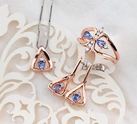 14K Rose Gold 4mmX3mm Pear Shape Tanzanite & 0.04cttw Diamond Earrings