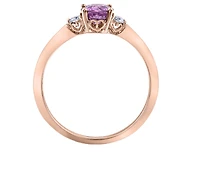 14K Rose Gold Round Pink Sapphire & 0.08cttw Canadian Diamond Ring, 6.5