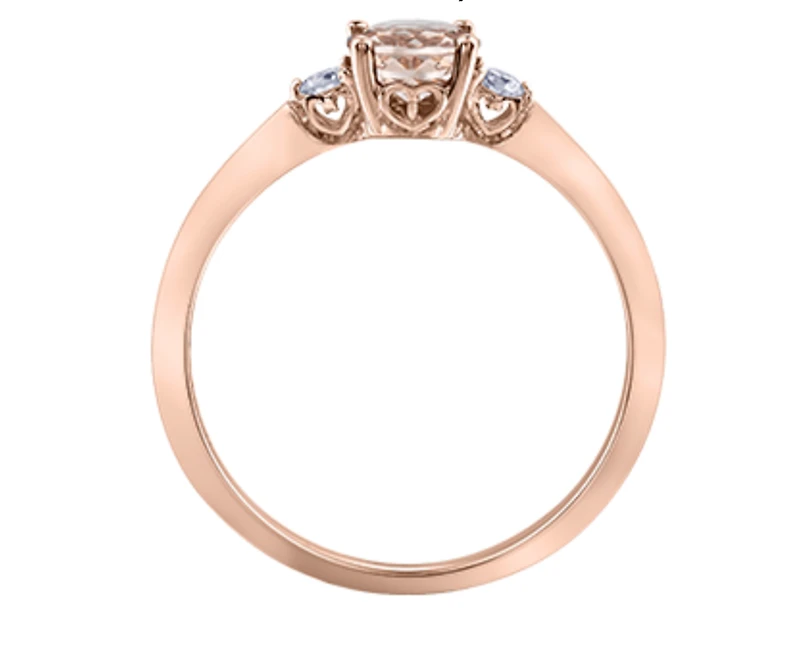14K Rose Gold Genuine Round Morganite & 0.08cttw Canadian Diamond Ring - / 4.5