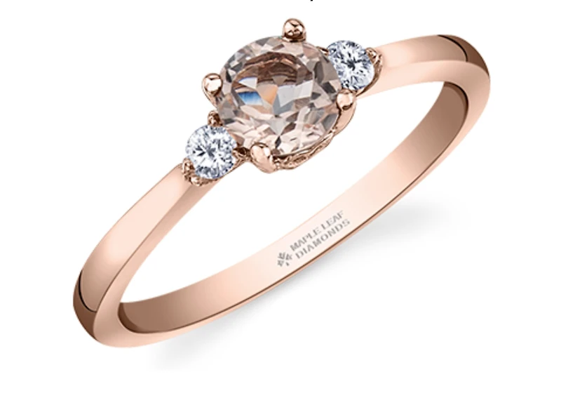 14K Rose Gold Genuine Round Morganite & 0.08cttw Canadian Diamond Ring - / 4.5