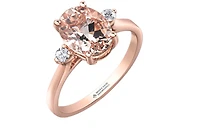 14K Rose Gold Genuine Oval Morganite & 0.08cttw Canadian Diamond Ring, 6.5