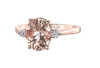 14K Rose Gold Genuine Oval Morganite & 0.08cttw Canadian Diamond Ring, 6.5
