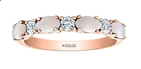 14K Rose Gold Genuine Oval Opal and 0.24cttw Canadian Diamond Ring, 6.5 Ring