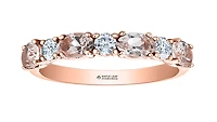 14K Rose Gold Genuine Oval Morganite & 0.24cttw Canadian Diamond Ring, 6.5