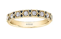 14K Yellow Gold Blue Sapphire & 0.32cttw Canadian Diamond Ring, 6.5