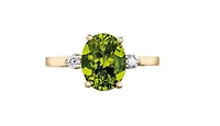14K Yellow Gold Genuine Peridot and 0.10cttw Canadian Diamond Ring, ring 6.5